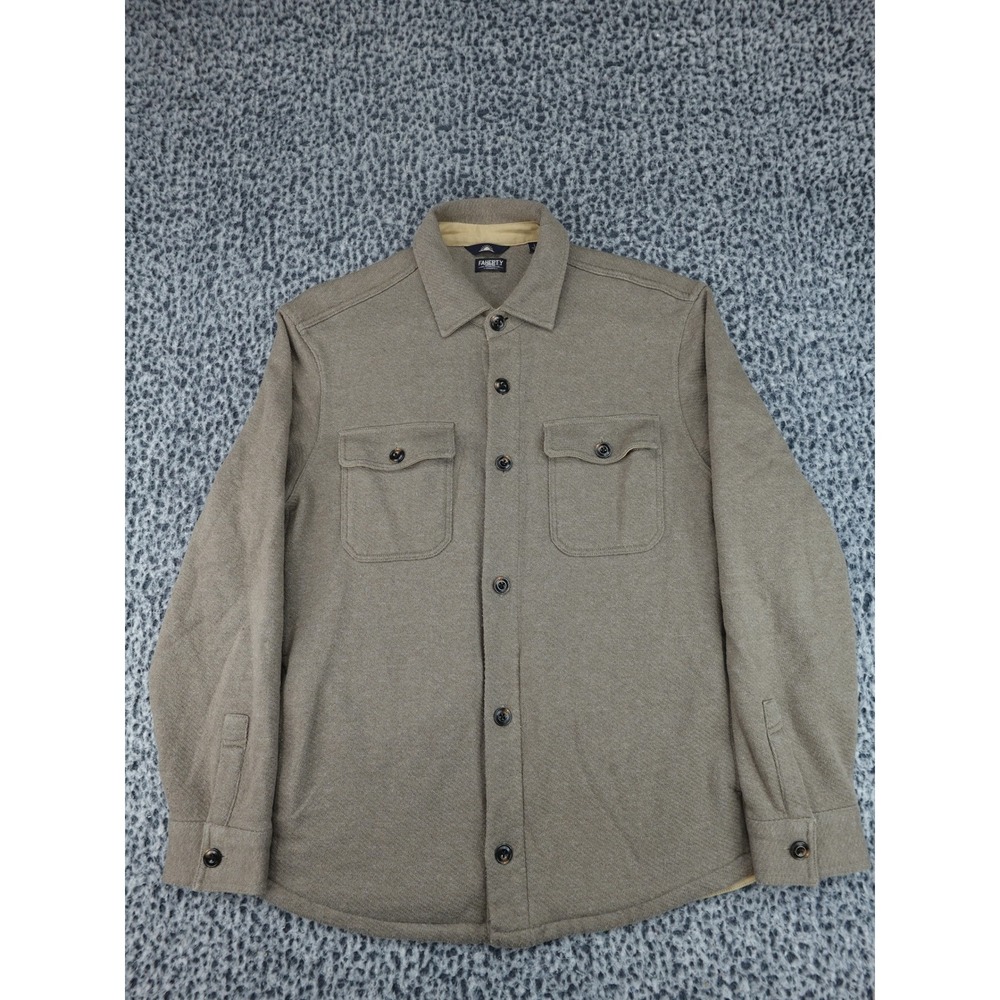 Faherty‎ Reserve Shirt Jacket Mens L Taupe Excellent Organic Cotton Knit Shacket
